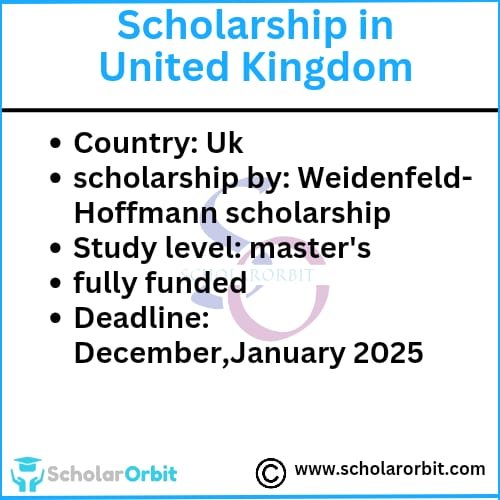 Oxford-Weidenfeld and Hoffmann Scholarships 2025